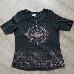 EUC Harley-Davidson Black Graphic Tee Size Large